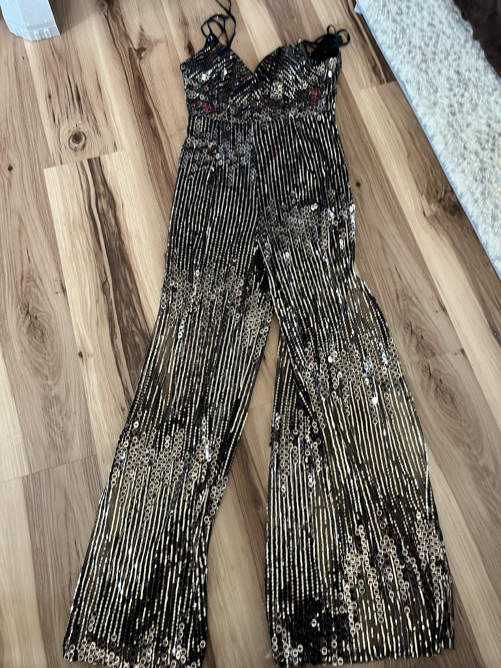 Luxxel Women’s Sleeveless Black Sequin Bodysuit Shorts Pants Romper S